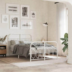 vidaXL Giroletto con Testiera e Pediera Metallo Bianco 120x190 cm