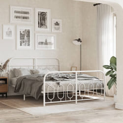 vidaXL Giroletto con Testiera e Pediera Metallo Bianco 135x190 cm