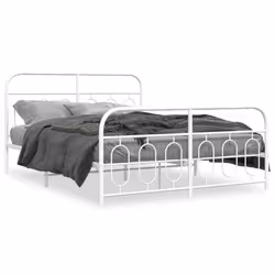vidaXL Giroletto con Testiera e Pediera Metallo Bianco 135x190 cm - Vista aggiuntiva 2