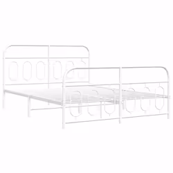 vidaXL Giroletto con Testiera e Pediera Metallo Bianco 135x190 cm - Vista aggiuntiva 3