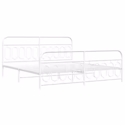 vidaXL Giroletto con Testiera e Pediera Metallo Bianco 200x200 cm - Vista aggiuntiva 3