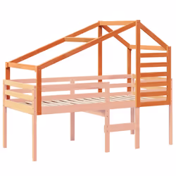 vidaXL Tetto Letto Bambini Marrone Cera 188x82x113 Legno Massello Pino - Vista aggiuntiva 3