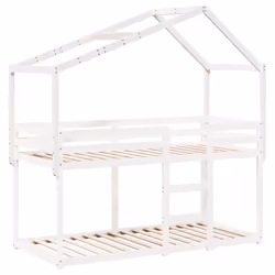 vidaXL Tetto Letto Bambini Bianco 213x95,5x144,5cm Legno Massello Pino - Vista aggiuntiva 3