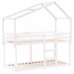vidaXL Tetto Letto Bambini Bianco 213x85,5x144,5cm Legno Massello Pino - Vista aggiuntiva 3