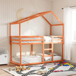 Tetto Letto Bambini Marrone Cera 213x85,5x144,5cm Massello Pino Vidaxl 105231