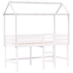 vidaXL Tetto Letto Bambini Bianco 217x95,5x159 cm Legno Massello Pino - Vista aggiuntiva 3