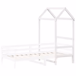 vidaXL Tetto Letto Bambini Bianco 118x70x176,5 cm Legno Massello Pino - Vista aggiuntiva 3