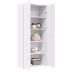 vidaXL Credenza Bianca 80x42,5x185 cm in Legno Multistrato - Vista aggiuntiva 3