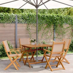 Set da Pranzo da Giardino 5 pz Tortora Tessuto e Legno Massello Vidaxl