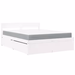 vidaXL Letto Cassetti e Materasso Bianco 160x200cm Legno Massello Pino - Vista aggiuntiva 2