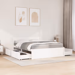vidaXL Letto Cassetti e Materasso Bianco 160x200cm Legno Massello Pino - Vista aggiuntiva 3