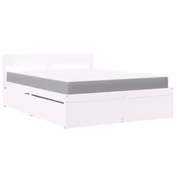 vidaXL Letto Cassetti e Materasso Bianco 140x200cm Legno Massello Pino - Vista aggiuntiva 2