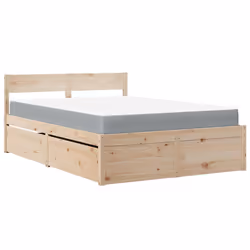 vidaXL Letto con Cassetti e Materasso 120x200 cm Legno Massello Pino - Vista aggiuntiva 2