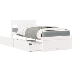 Letto Cassetti e Materasso Bianco 100x200cm Legno Massello Pino Vidaxl 716487