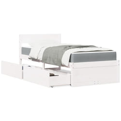 vidaXL Letto Cassetti e Materasso Bianco 90x200 cm Legno Massello Pino