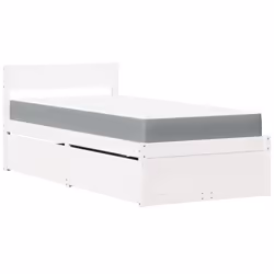 vidaXL Letto Cassetti e Materasso Bianco 90x200 cm Legno Massello Pino - Vista aggiuntiva 2