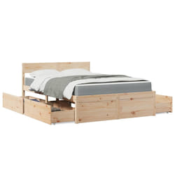 vidaXL Letto con Cassetti e Materasso 140x190 cm Legno Massello Pino
