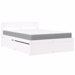 vidaXL Letto Cassetti e Materasso Bianco 140x190cm Legno Massello Pino - Vista aggiuntiva 2