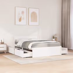 vidaXL Letto Cassetti e Materasso Bianco 140x190cm Legno Massello Pino - Vista aggiuntiva 3