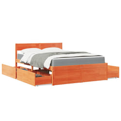 vidaXL Letto Cassetti e Materasso Marrone Cera 140x190cm Massello Pino