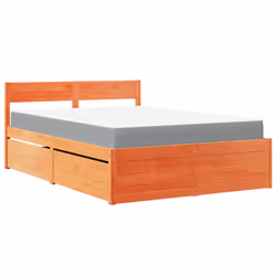 vidaXL Letto Cassetti e Materasso Marrone Cera 140x190cm Massello Pino - Vista aggiuntiva 2