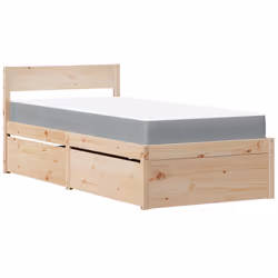 vidaXL Letto con Cassetti e Materasso 90x190 cm Legno Massello di Pino - Vista aggiuntiva 2
