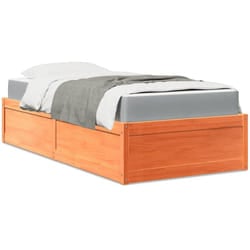 Letto con Materasso Marrone Cera 100x200cm Legno Massello Pino Vidaxl 596077