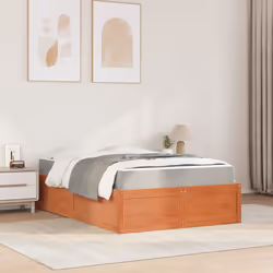 vidaXL Letto con Materasso Marrone Cera 140x190cm Legno Massello Pino - Vista aggiuntiva 3