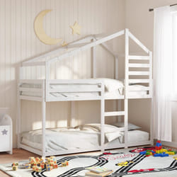 vidaXL Letto a Castello con Tetto Bianco 75x190 cm Legno Massello Pino