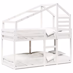 vidaXL Letto a Castello con Tetto Bianco 75x190 cm Legno Massello Pino - Vista aggiuntiva 2
