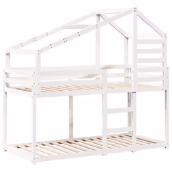 vidaXL Letto a Castello con Tetto Bianco 75x190 cm Legno Massello Pino - Vista aggiuntiva 3