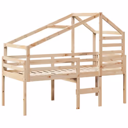 vidaXL Letto a Soppalco con Tetto 90x190 cm Legno Massello di Pino - Vista aggiuntiva 3