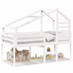 vidaXL Letto a Soppalco con Tetto Bianco 75x190 cm in Legno di Pino - Vista aggiuntiva 2