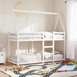 Letto a Castello con Tetto Bianco 80x200 cm Legno Massello Pino Vidaxl 589885
