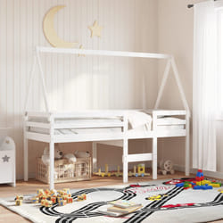 vidaXL Letto a Soppalco con Tetto Bianco 75x190 cm in Legno di Pino