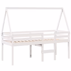 vidaXL Letto a Soppalco con Tetto Bianco 75x190 cm in Legno di Pino - Vista aggiuntiva 3