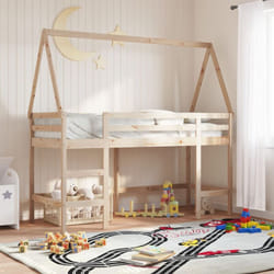 Letto Soppalco con Scala e Tetto 80x200 cm Legno Massello Pino Vidaxl 187996