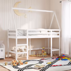 Questo letto a soppalco per bambini è stato realizzato in legno massello di pino e progettato per il divertimento e l'ottimiz ...