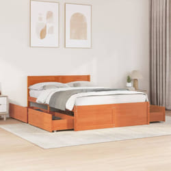 Letto senza Materasso Marrone Cera 140x190 cm in Legno di Pino Vidaxl 365700