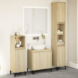 vidaXL Set Mobili da Bagno 3 pz Rovere Sonoma in Legno Multistrato