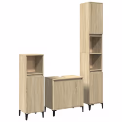 vidaXL Set Mobili da Bagno 3 pz Rovere Sonoma in Legno Multistrato - Vista aggiuntiva 2