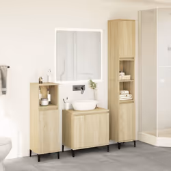 vidaXL Set Mobili da Bagno 3 pz Rovere Sonoma in Legno Multistrato - Vista aggiuntiva 3