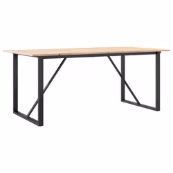 vidaXL Tavolo da Pranzo Telaio a O 180x90x75 cm Legno Pino e Acciaio - Vista aggiuntiva 2