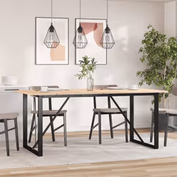 vidaXL Tavolo da Pranzo Telaio a O 180x90x75 cm Legno Pino e Acciaio - Vista aggiuntiva 3