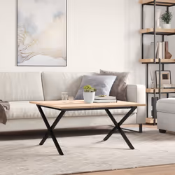 vidaXL Tavolino da Salotto Telaio a X 90x90x45 cm Legno Pino e Acciaio - Vista aggiuntiva 3