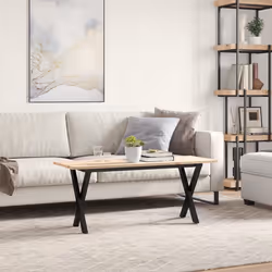 vidaXL Tavolino Salotto Telaio a X 110x40x45 cm Legno Pino e Acciaio - Vista aggiuntiva 3