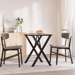 vidaXL Tavolo da Pranzo Telaio a X 70x70x75 cm Legno Pino e Acciaio - Vista aggiuntiva 3