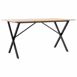 vidaXL Tavolo da Pranzo Telaio a X 140x80x75 cm Legno Pino e Acciaio - Vista aggiuntiva 2