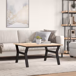 vidaXL Tavolino da Salotto Telaio a Y 90x90x45 cm Legno Pino e Acciaio - Vista aggiuntiva 3