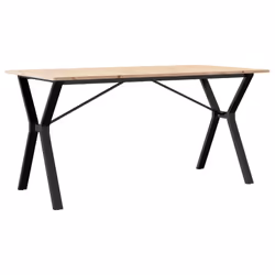 vidaXL Tavolo da Pranzo Telaio a Y 140x80x75 cm Legno Pino e Acciaio - Vista aggiuntiva 2